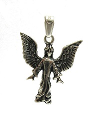 PENDENTIF ANGE 3D ARGENT VERITABLE MEDAILLE CHAINE COLLIER