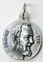 PADRE PIO PENDENTIF MEDAILLE METAL ARGENTE