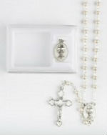 CHAPELET DE COMMUNION SUR CHAINE + MEDAILLE COFFRET