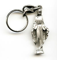 VIERGE STATUETTE PORTE CLES METAL ARGENTE