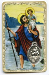 SAINT CHRISTOPHE CARTE PRIERE MEDAILLON lot de 2