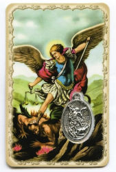 SAINT MICHEL ARCHANGE CARTE PRIERE MEDAILLON lot de 2