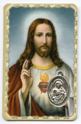 JESUS SAINT COEUR CARTE PRIERE MEDAILLON lot de 2