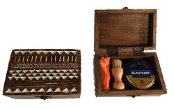 COFFRET BOIS BLANCHI CIRAGE NOIR KIT ENTRETIEN CUIRS