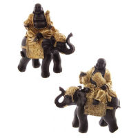 BOUDDHA CHINOIS RIEUR SUR ELEPHANT LOT DE 2 ASSORTIS