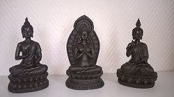 BOUDDHAS THAIS MARRONS STATUE 3 PIECES