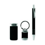 BRIQUET STYLO PORTE CLES CHROME/NOIR COFFRET