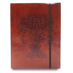 CARNET COUVERTURE CUIR MARRON ARBRE DE VIE