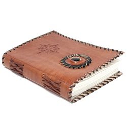 CARNET COUVERTURE CUIR MARRON ONYX NOIR COMPAS