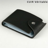 PORTE CARTES CUIR PRESSION COULEUR ROUILLE