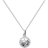 PENDENTIF BALLON FOOT 3D ARGENT RHODIE MEDAILLE CHAINE COLLIER