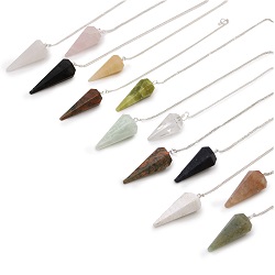 PENDULE PIERRE NATURELLE CHAINE ARGENTEE