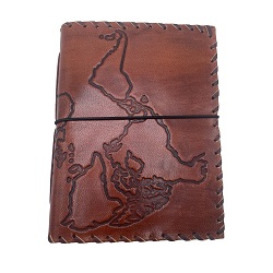 CARNET DE VOYAGE COUVERTURE CUIR MARRON GRAVE CARTE