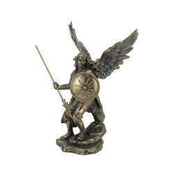 ARCHANGE SAINT RAPHAEL BOUCLIER BRONZE STATUE