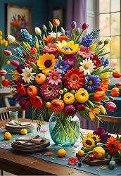 PUZZLE BOUQUET FLEURS COLOREES 1000 PIECES