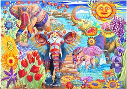 PUZZLE ELEPHANTS DANS LE JARDIN 2000 PIECES