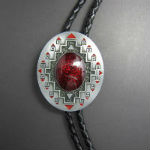 BOLO TIE CRAVATE WESTERN COUNTRY BIJOU ROUGE