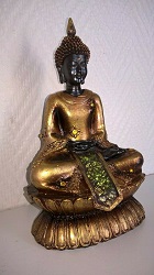 BOUDDHA THAI OR/VERRE STATUE FIGURINE