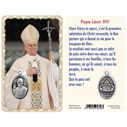 PAPE LEON XIV CARTE PRIERE MEDAILLON LOT DE 2