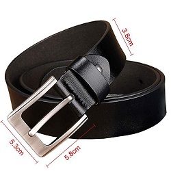 CEINTURE 160 /3.80 CMS CUIR NOIR EXTRA LONGUE