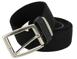 CEINTURE ELASTIQUE ET CUIR NOIR