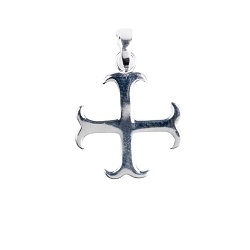 CROIX TEMPLIERE PENDENTIF ARGENT VERITABLE 925°/°° COLLIER ECRIN