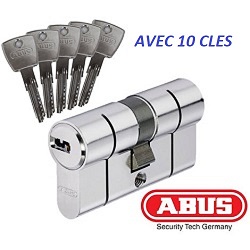 CYLINDRE SERRURE HAUTE SECURITE ABUS 10 CLES PROMO DIMENSION AU CHOIX