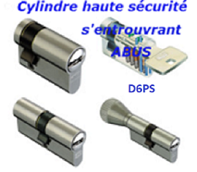 CYLINDRE SERRURE HAUTE SECURITE S ENTROUVRANT ABUS D6PS DIMENSION AU CHOIX