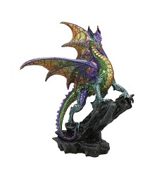 DRAGON SUR ROCHER STATUE SCULPTURE