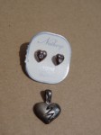 COEUR BOUCLES D OREILLE ARGENT VERITABLE PARURE CHAINE PENDENTIF COLLIER