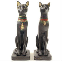 BASTET CHATTE NOIRE SCULPTURE STATUE LOT DE 2