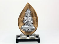 BOUDDHA THAI ASSIS ARGENTE 2 BOUGIES