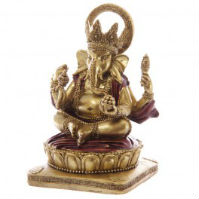 GANESH ROUGE ET OR STATUE SCULPTURE 14 cms