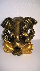 GANESH CREME ET OR STATUE SCULPTURE