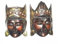 MASQUE INDIEN BOIS MURAL LOT DE 2 ASSORTIS