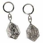 APPARITION DE LOURDES ST CHRISTOPHE PORTE CLES METAL ARGENTE