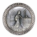 SAINTE RITA MAGNETIQUE PLAQUE AUTO ROND ARGENTE