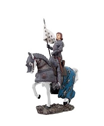 JEANNE D ARC A CHEVAL COULEURS 37 CMS RESINE STATUE