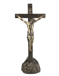 JESUS SUR CROIX FACON BRONZE STATUE SCULPTURE