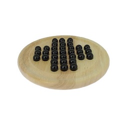 JEU DU SOLITAIRE BOIS CLASSIQUE BILLES AGATES NOIRES