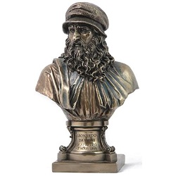 BUSTE LEONARD DE VINCI FACON BRONZE STATUE SCULPTURE