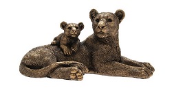 LIONNE + BEBE FACON BRONZE STATUE SCULPTURE