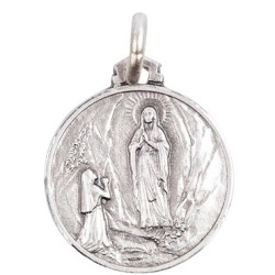 DAME DE LOURDES ARGENT VERITABLE CHAINE PENDENTIF COLLIER