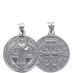 SAINT BENOIT PENDENTIF MEDAILLE ARGENT 925°/°° COLLIER ECRIN