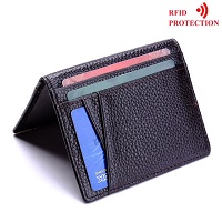 PORTE CARTES RFID BLOQUANT CUIR NOIR