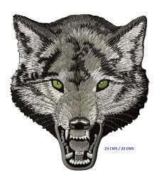 GRAND ECUSSON PATCH THERMOCOLLANT TETE DE LOUP 23 CMS / 20 CMS