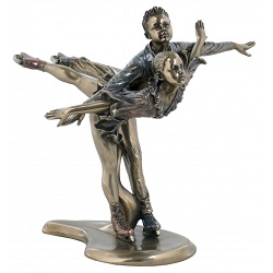 COUPLE PATINAGE ARTISTIQUE FACON BRONZE STATUE SCULPTURE