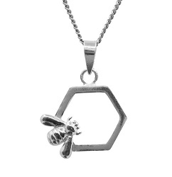 ABEILLE AVEOLE DE MIEL PENDENTIF ARGENT 925 ECRIN