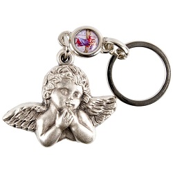 ANGE EN PRIERE PORTE CLES METAL ARGENTE