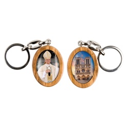 PAPE LEON XIV NOTRE DAME DE PARIS PORTE CLES BOIS D OLIVIER